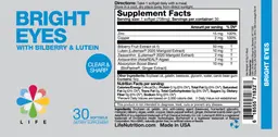 Label for Bright Eyes with Bilberry & Lutein