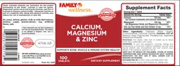 Label for Calcium, Magnesium & Zinc