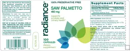 Label for Saw Palmetto 450 mg
