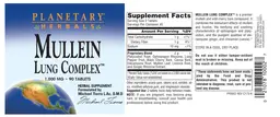 Label for Mullein Lung Complex 1,000 mg