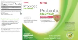 Label for Probiotic Solutions Prenatal 20 Billion CFUs