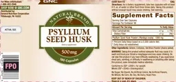 Label for Psyllium Seed Husk 500 mg