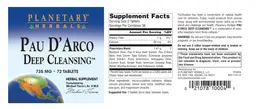 Label for Pau D' Arco Deep Cleansing 735 mg