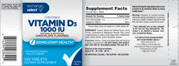 Label for Chewable Vitamin D3 1000 IU Chocolate Flavored