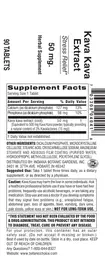 Label for Kava Kava Extract 50 mg