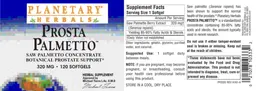 Label for Prosta Palmetto 320 mg