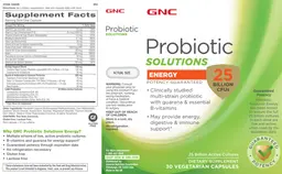Label for Probiotic Solutions Energy 25 Billion CFUs