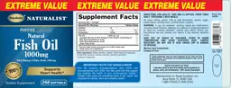 Label for Natural Fish Oil 1000 mg