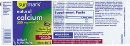 Label for Natural Calcium 500 mg With D
