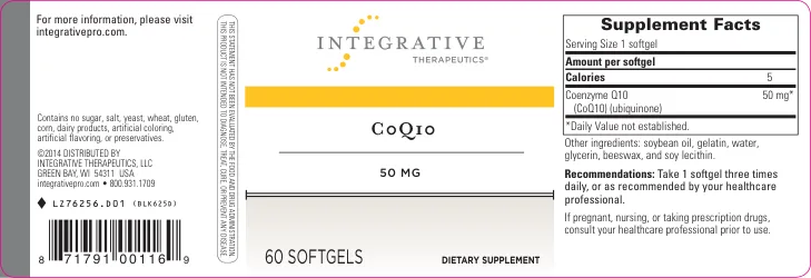 Label for CoQ10 50 mg
