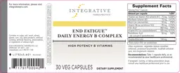 Label for End Fatigue Daily Energy B Complex