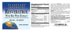 Label for Resveratrol With Red Wine Extract