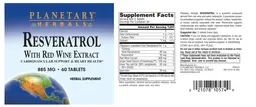 Label for Resveratrol With Red Wine Extract