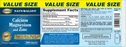 Label for Calcium Magnesium And zinc
