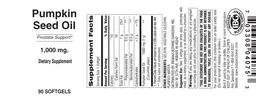 Label for Pumpkin Seed Oil 1,000 mg