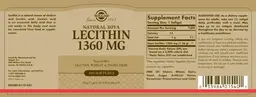 Label for Natural Soya Lecithin 1360 mg