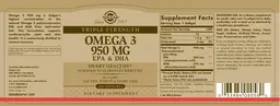 Label for Triple Strength Omega 3 950 mg