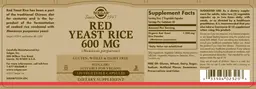 Label for Red Yeast Rice 600 mg
