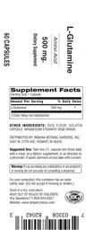 Label for L-Glutamine 500 mg