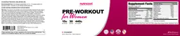 Label for Pre-Workout For Women Strawberry