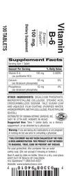 Label for Vitamin B-6 100 mg