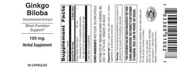Label for Ginkgo Biloba 100 mg