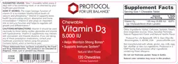 Label for Chewable Vitamin D3 5,000 IU Natural Mint Flavor