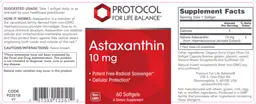 Label for Astaxanthin 10 mg