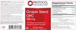 Label for Grape Seed OPC 250 mg