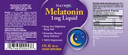 Label for Melatonin 1 mg Liquid
