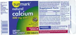 Label for Natural Calcium 500 mg With D