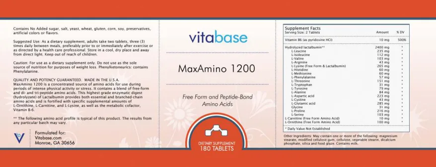 Label for MaxAmino 1200