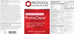 Label for ProtoClear Natural Berry Flavor