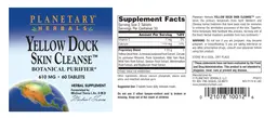 Label for Yellow Dock Skin Cleanse 610 mg