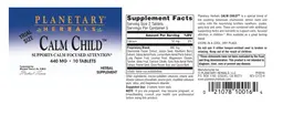 Label for Calm Child 440 mg