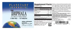 Label for Triphala 1,000 mg