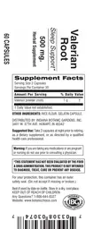 Label for Valerian Root 500 mg