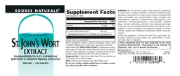 Label for St. John's Wort Extract 300 mg