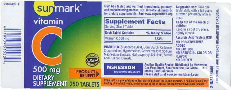 Label for Vitamin C 500 mg