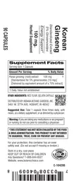 Label for Korean Ginseng 100 mg