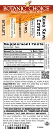 Label for Kava Kava Extract 50 mg