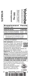 Label for Yohimbe 500 mg