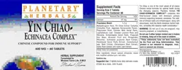 Label for Yin Chiao-Echinacea Complex