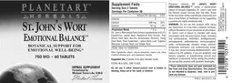 Label for St. John's Wort Emotional Balance 750 mg
