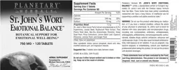 Label for St. John's Wort Emotional Balance 750 mg