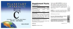 Label for True To Nature C 500 mg
