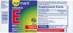 Label for Vitamin E 400 IU