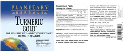 Label for Turmeric Gold 500 mg