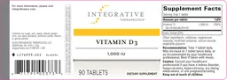 Label for Vitamin D3 1,000 IU