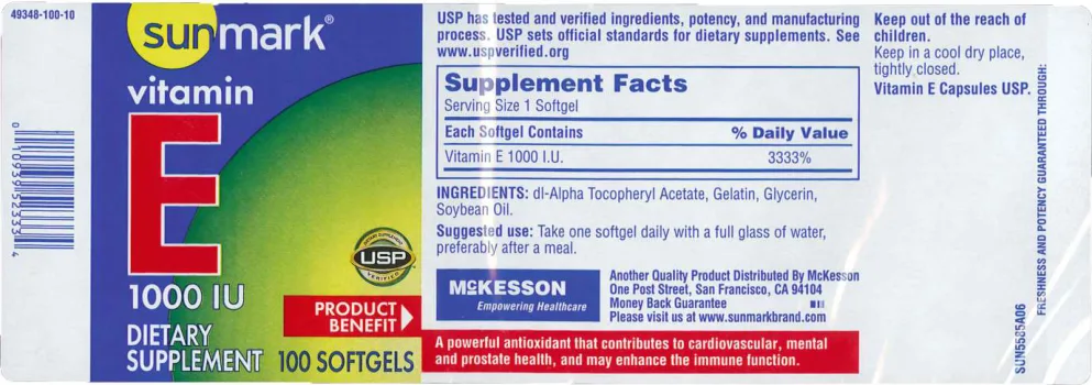 Label for Vitamin E 1000 IU